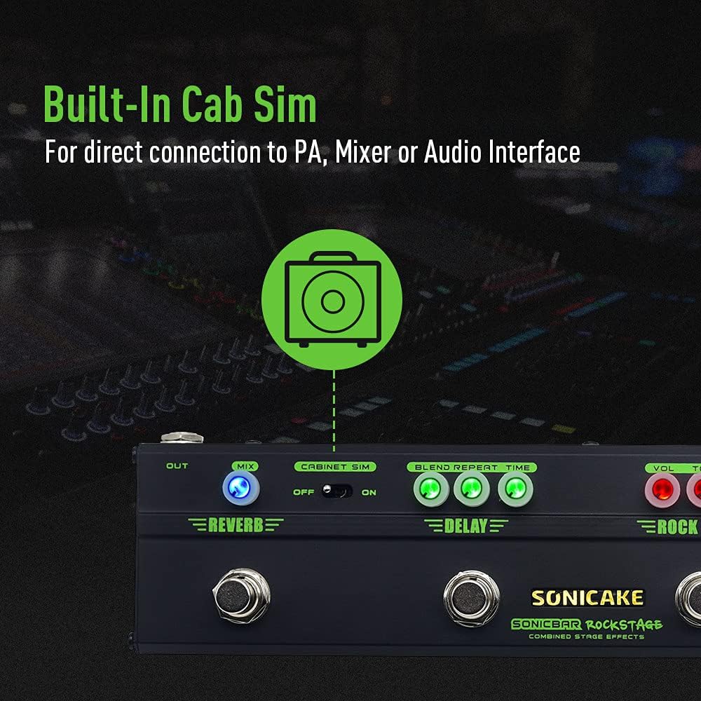 SONICAKE Gitarre Multi Effekte Pedal Classic Rock Tone Distortion Chorus Delay Reverb Cab Sim Gitarr