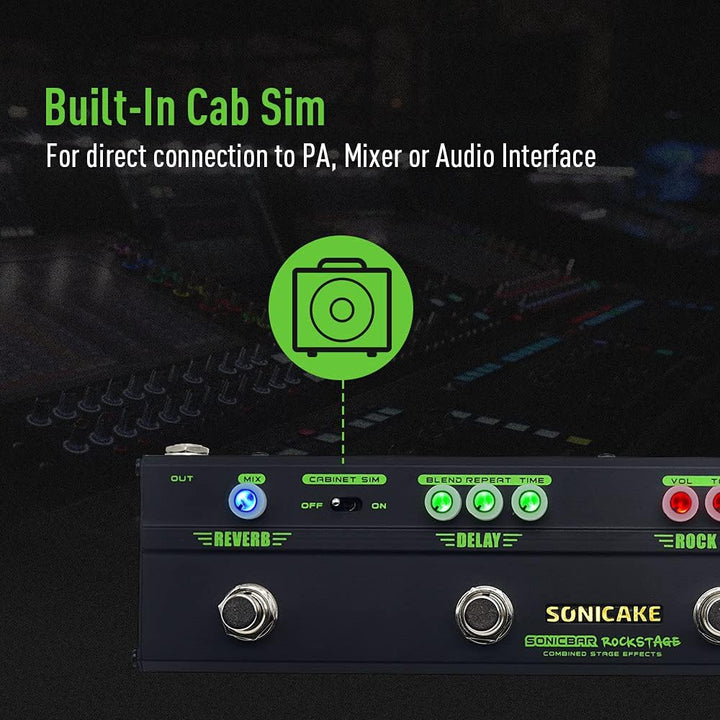 SONICAKE Gitarre Multi Effekte Pedal Classic Rock Tone Distortion Chorus Delay Reverb Cab Sim Gitarr