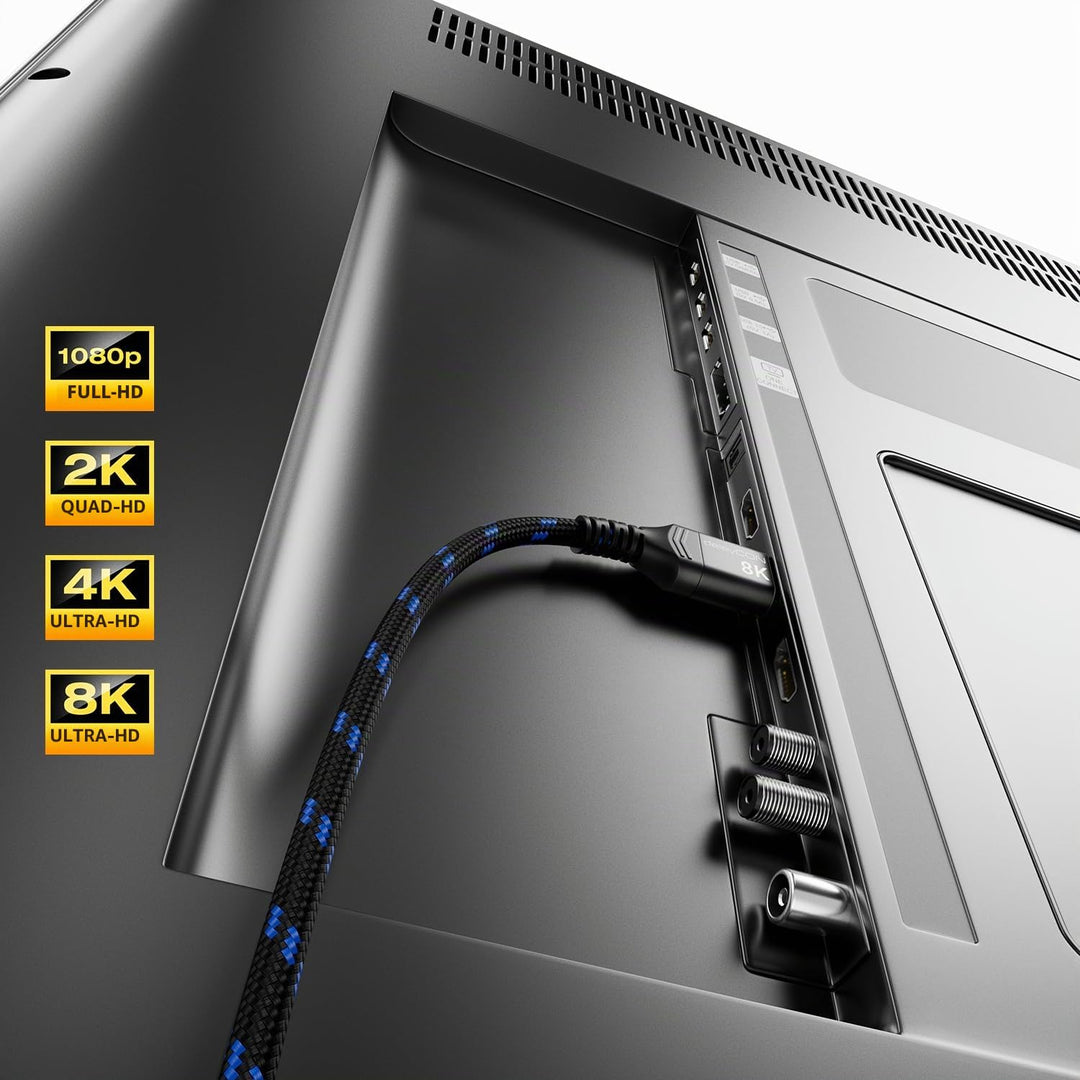 deleyCON 7,5m 8K HDMI 2.1b Kabel (48G, ULTRA Highspeed) 8K@60Hz 4K@144Hz 120Hz 2K@144Hz/165Hz EARC H
