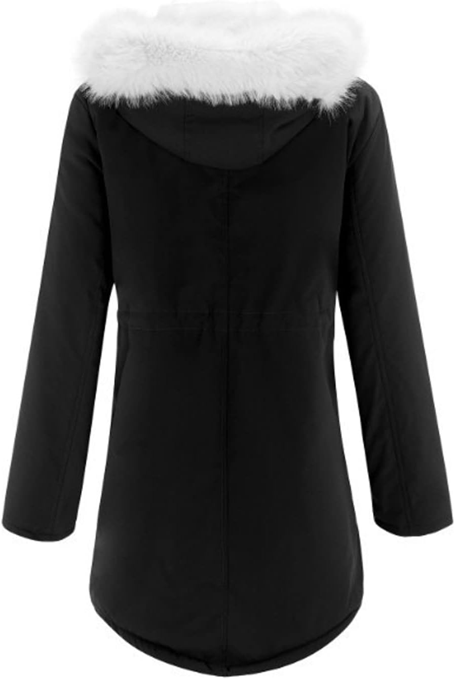 EMATOP Wintermantel Damen Warmer Lang Jacke Baumwolle Einfarbig Wanderjacke mit Kapuze Wintermantel