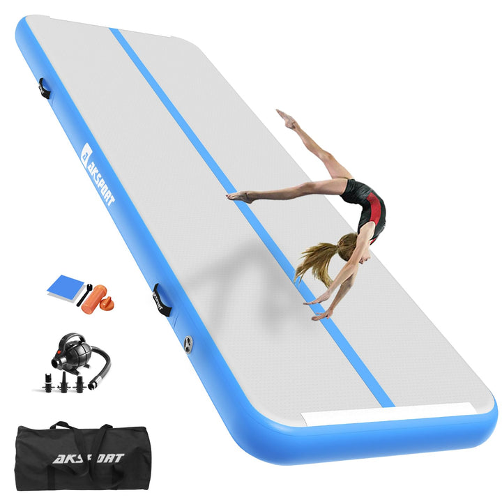AKSPORT Air Matte Track Tumbling Matte,3/4/5/6m Aufblasbar Gymnastikmatte Turnmatte Tumbling Matten