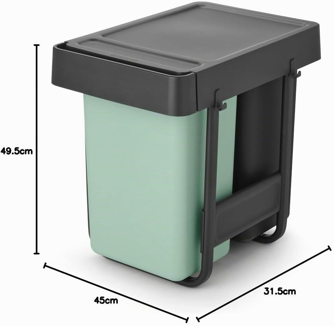 Brabantia Sort &amp; Go Ausziehmülleimer | 2 x 15 l Einbaumülleimer für die Unterschranktür | Integriert
