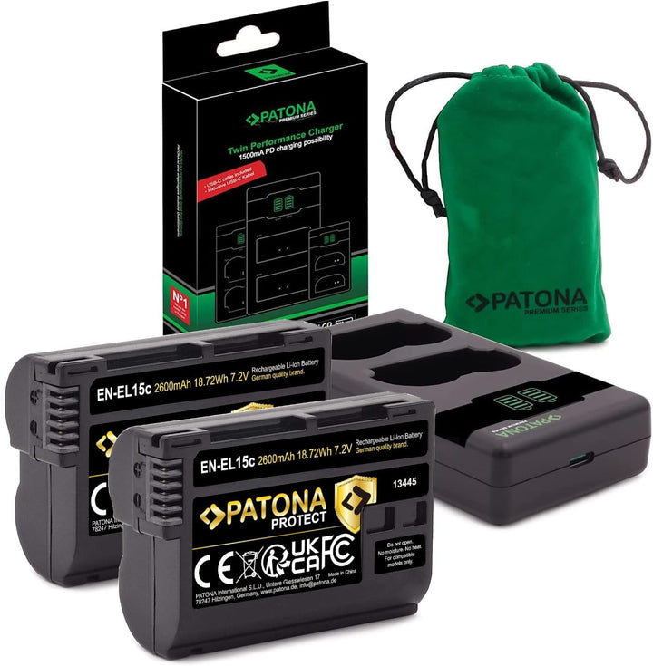 PATONA V1 Protect 2X Akku EN-EL15c (2250 mAh) inkl. NTC-Sensor und V1 Gehäuse - mit PD Performance U