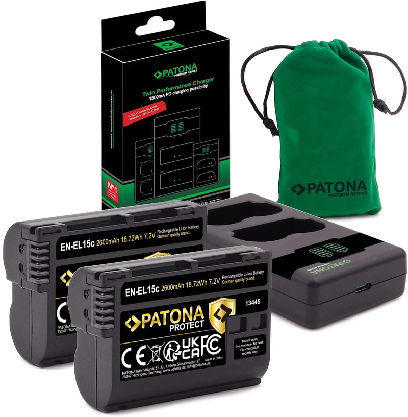 PATONA V1 Protect 2X Akku EN-EL15c (2250 mAh) inkl. NTC-Sensor und V1 Gehäuse - mit PD Performance U