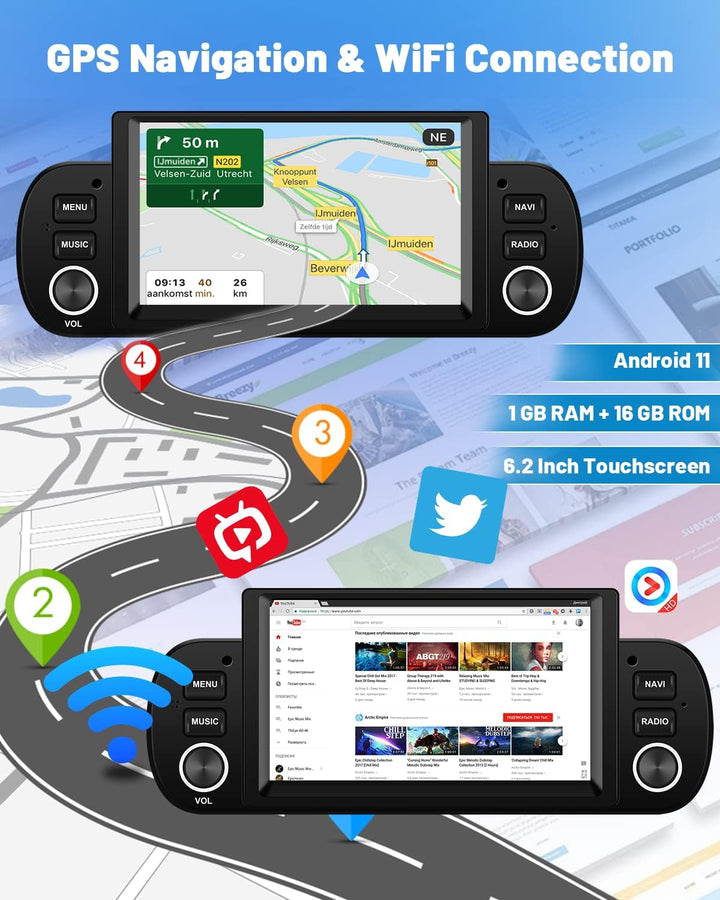Hikity Android Autoradio für FIAT Panda 2013-2020 mit Wireless Carplay Android Auto, 6,2" Touchscree