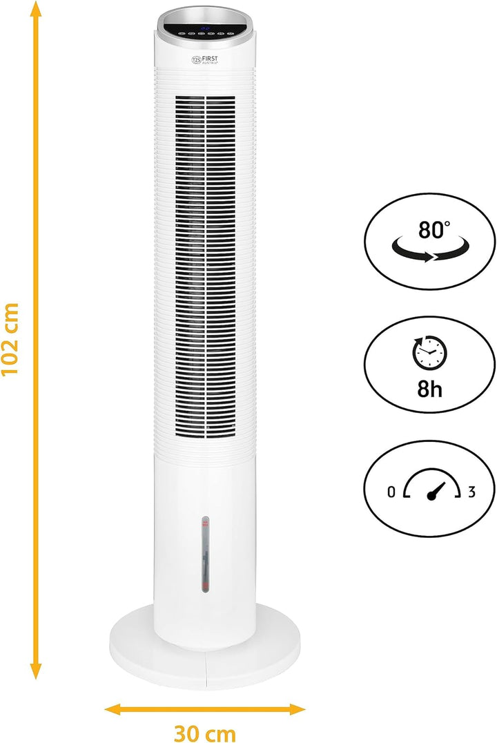 TZS Turmventilator mit Wasserkühlung & Fernbedienung - 102 cm grosser & sehr leiser Luftkühler - 80°