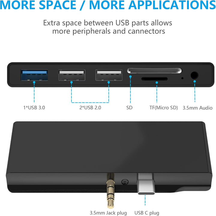 Surface Go Docking Station, USB C Hub Surface Go /Go2 /Go3 mit USB3.0+2 USB 2.0+SD Kartenleser+Micro