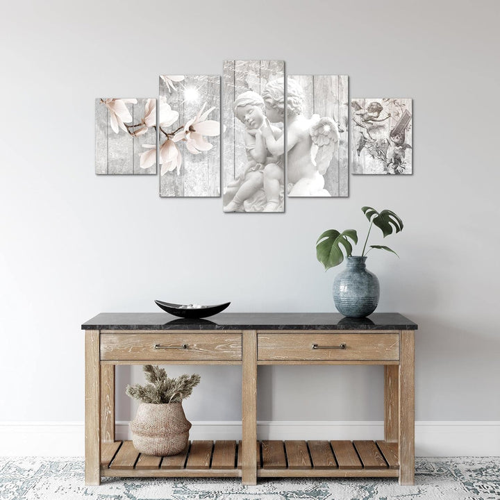 Runa Art Wandbilder Engel Blumen 5 Teilig Bild auf Vlies Leinwand Deko Wohnzimmer Essen Rot 005952c
