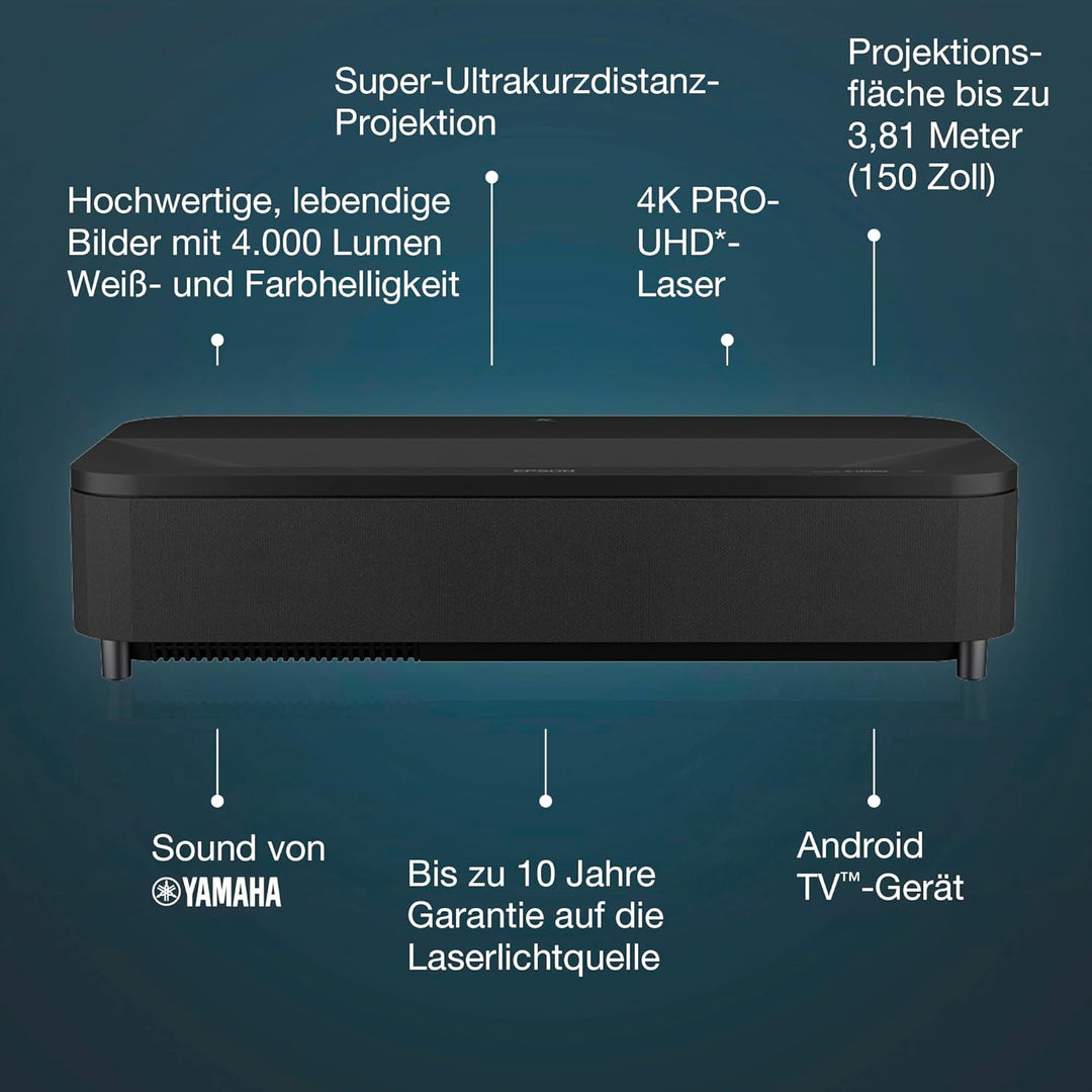 Epson EH-LS800B 4K PRO-UHD Smart Laserprojektor, 4.000 Lumen, bis zu 150-Zoll Bilddiagonale (3,81 m)