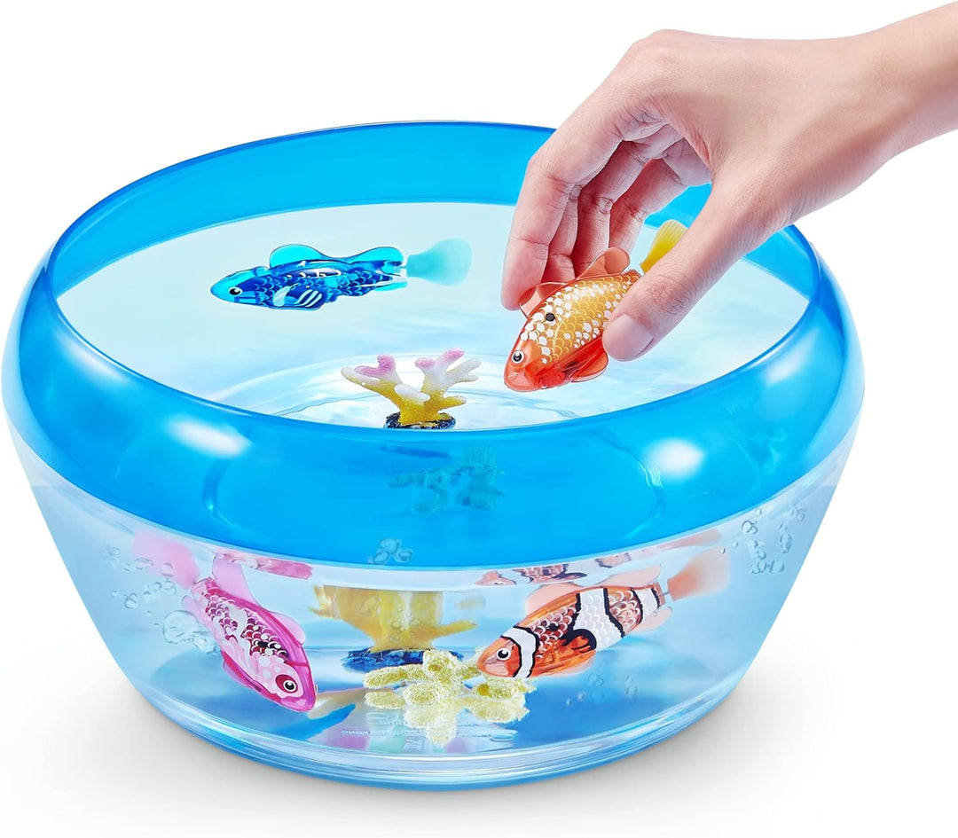 ROBO ALIVE Robo Fish Serie 3 Roboter-Fisch, 2er-Pack, orange und blaugrün, schwimmt in mehrere Richt