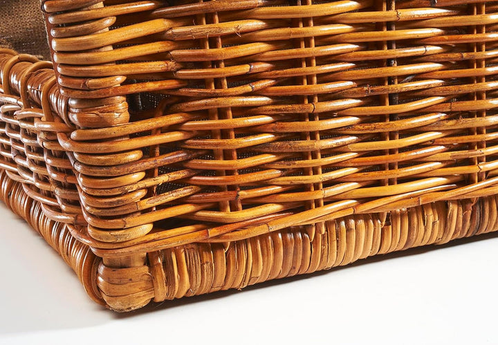 Kobolo Holztrage Holzkorb für Kaminholz - Rattan Lacak mit abnehmbarem Leinenstoff