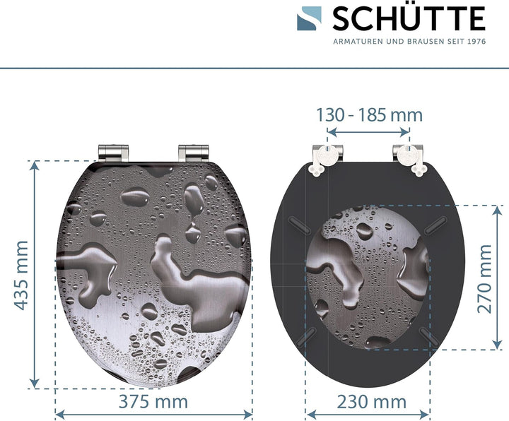 SCHÜTTE WC-Sitz Holzkern GREY STEEL, Toilettensitz Grau mit Absenkautomatik, passend für viele hande
