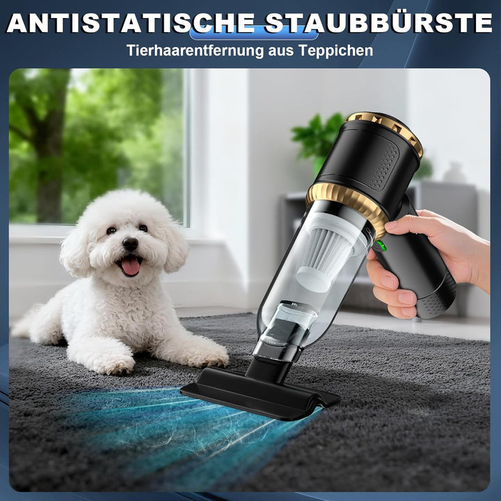 Handstaubsauger Akku 4-in-1, 25000PA Auto Staubsauger Stark, 3-Gang Handstaubsauger kabellos mit Bür