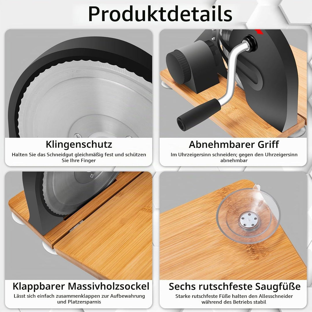 Brotschneidemaschine manuell, Edelstahl 304 Allesschneider Mit Skala &amp; Saugnäpfen, Einstellbare Dick