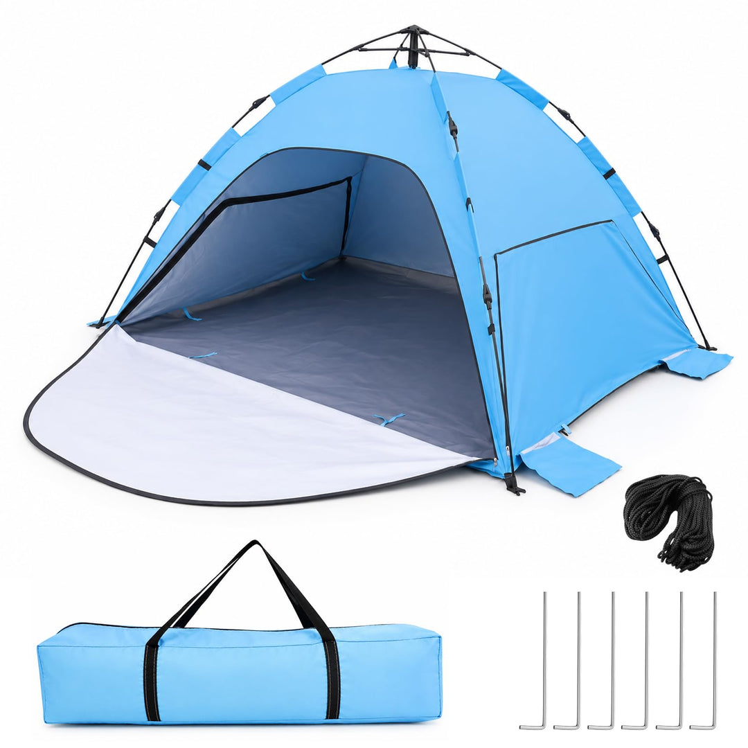 Pop Up Strandmuschel mit UV-Schutz 50+, Automatisches Strandzelt für 2-3 Personen, XXL Pop Up Strand