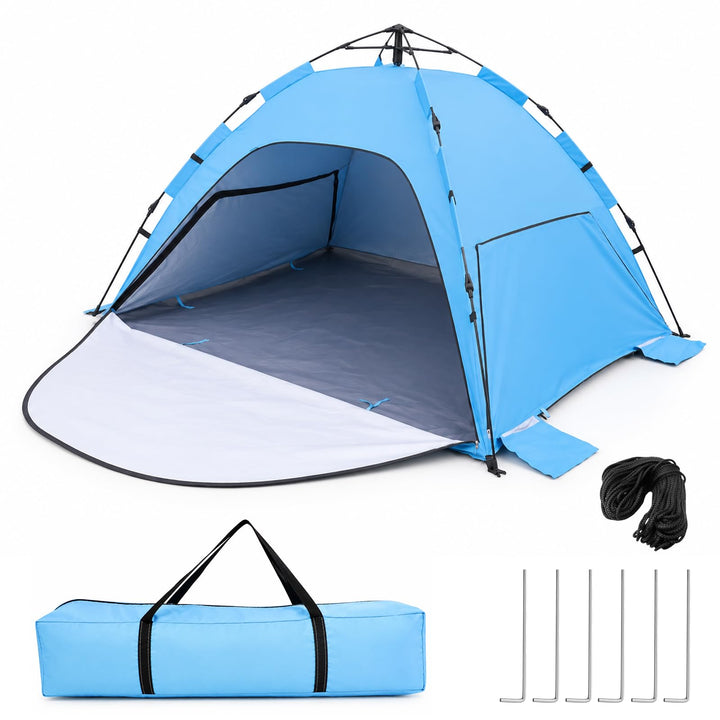 Pop Up Strandmuschel mit UV-Schutz 50+, Automatisches Strandzelt für 2-3 Personen, XXL Pop Up Strand