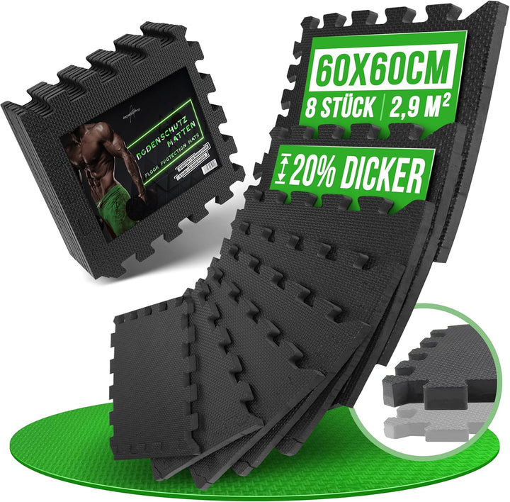 Bodenschutzmatte Sets mit [30x30cm] oder [60x60cm] extra dicke Bodenmatten [20% mehr Schutz] - Rutsc