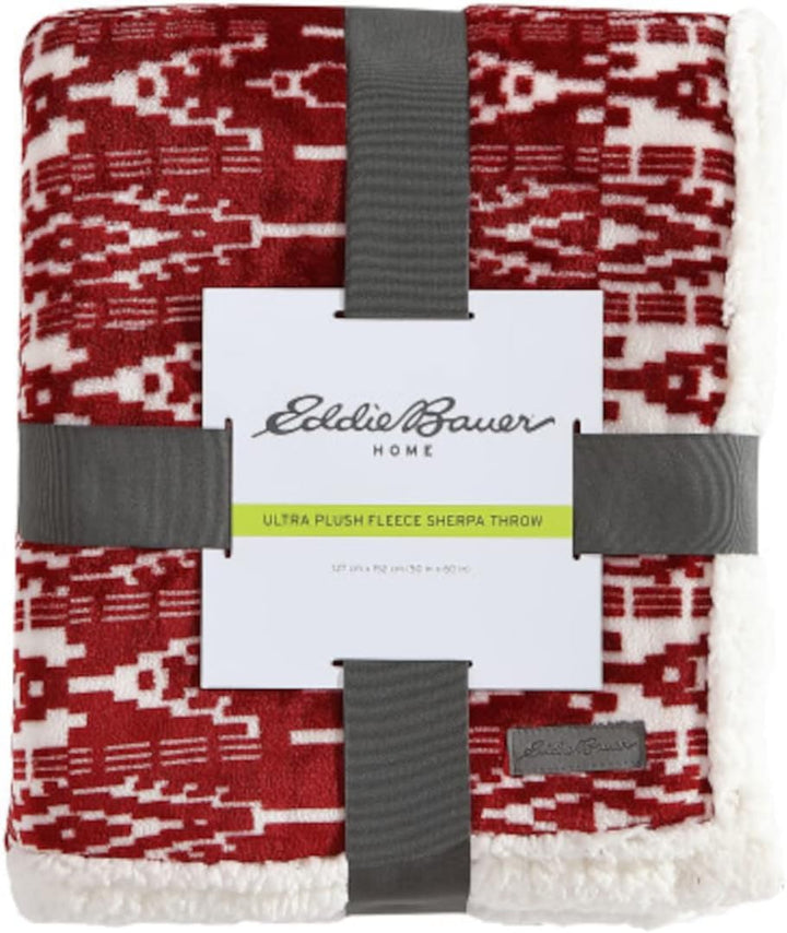 Eddie Bauer Sherpa Cozy San Juan Red Plush Throw, 50x60 Rot, Rot