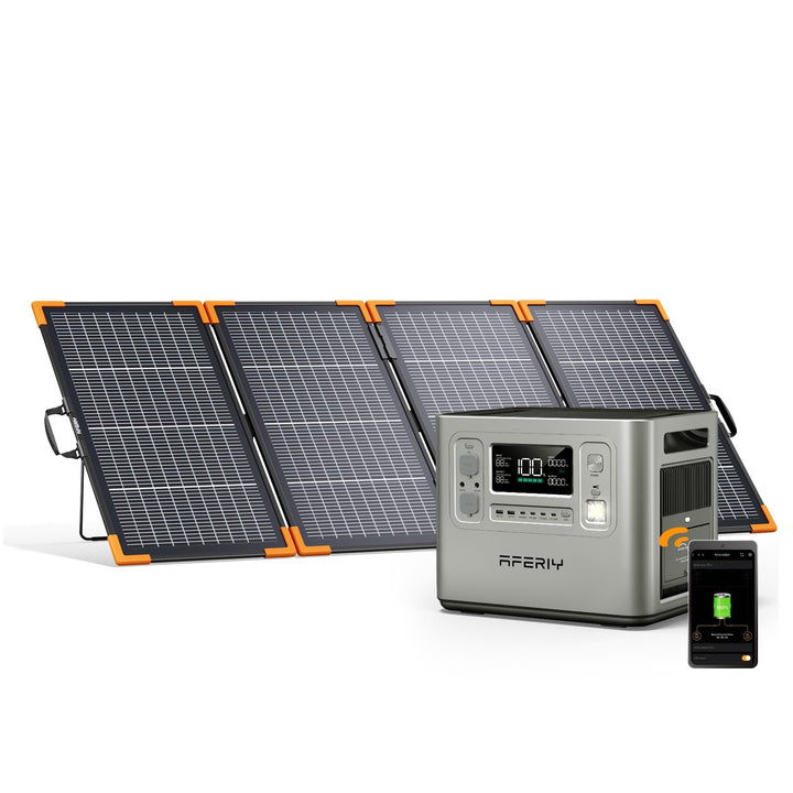 AFERIY 2400W2048Wh Solargenerator mit 400W Solarpanel, 1,5Std Schnellladung | Silber Tragbare Powers