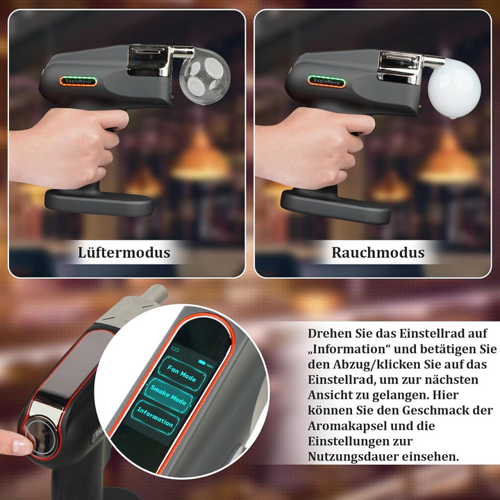 cocktailmaschine mit 5 Aroma Pods, essbarer Blase, Cocktail Bubble Smoke Gun, Whiskey Smoker Kit, pe