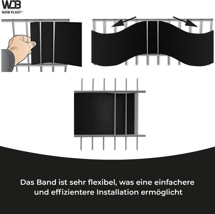 WDB - Sichtschutzstreifen für Doppelstabmatten Sichtschutz Zaun - Set 2X 26 m x 19 cm - Hart PP Wind