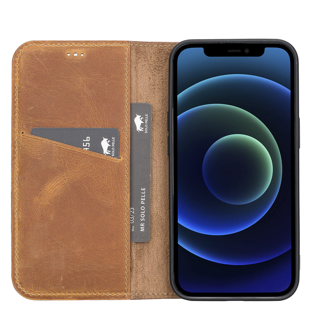 Solo Pelle aufklappbare Lederhülle kompatibel für iPhone 13 Pro Max in 6.7 Zoll inkl. 1 Kartenfach f
