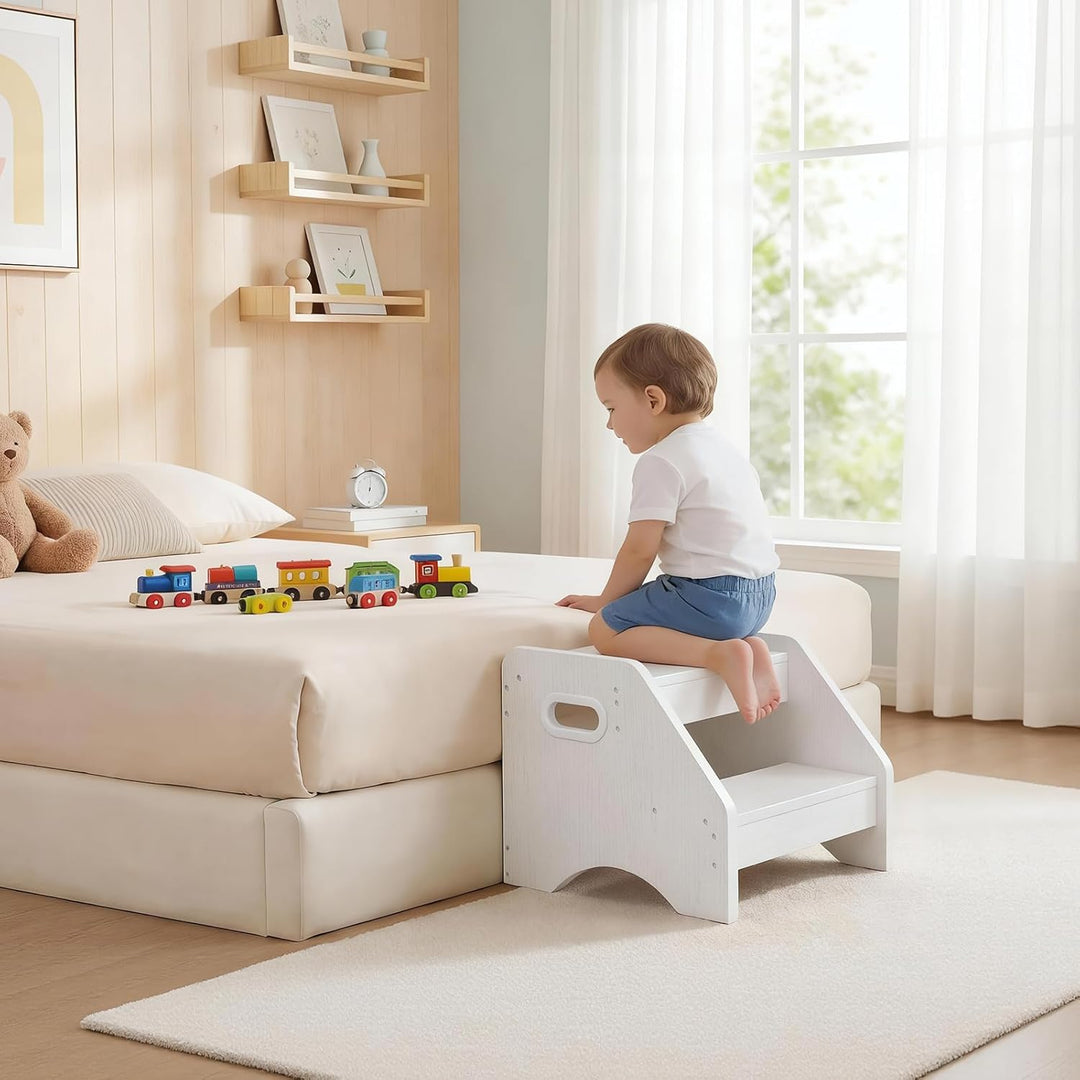 HOOBRO Tritthocker Kinder, 2-stufiger Kinderhocker mit Griffen und Anti-Rutsch-Pads, Kinderschemel f