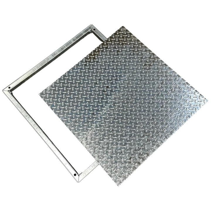 Schachtdeckel Vollverzinkt mit Rahmen / 15 x 15 cm/Riffelblech Schachtabdeckung Kanaldeckel Abdeckka