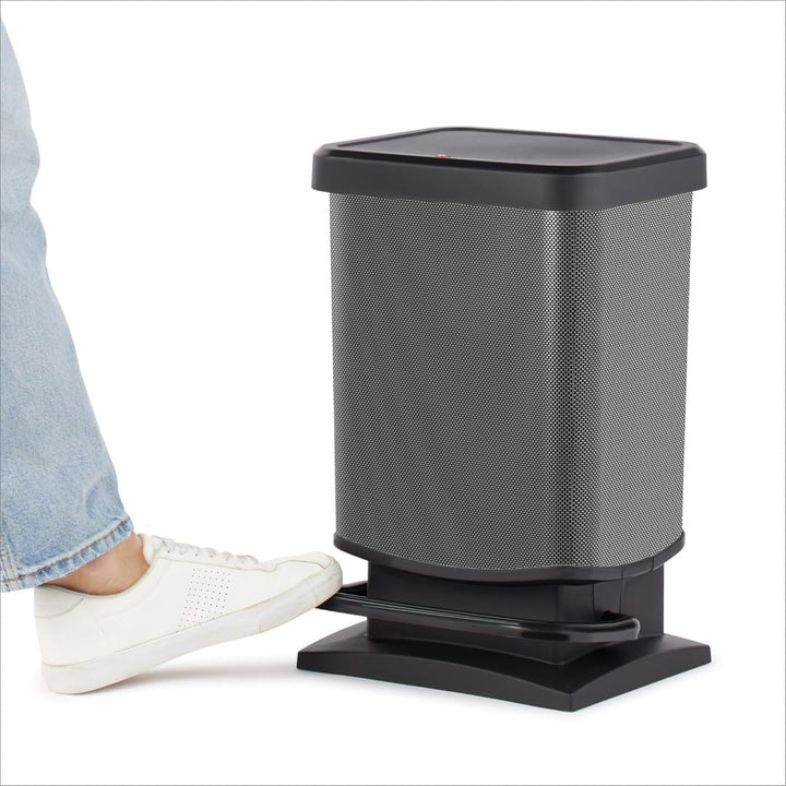 Rotho Paso Mülleimer 20l mit Pedal und Deckel, Kunststoff (PP) BPA-frei, carbonmetallic, 20l (29.3 x