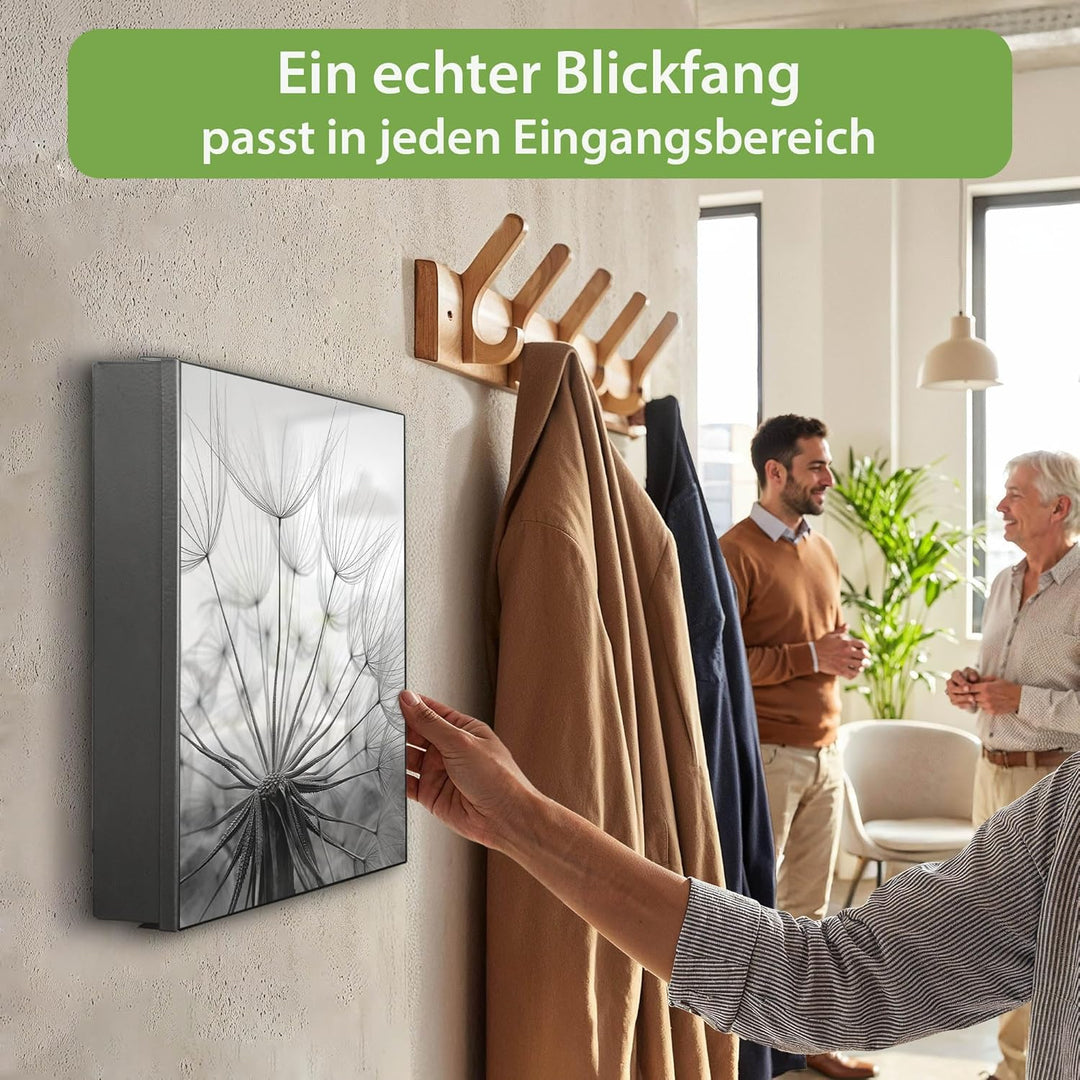 banjado Grosser Schlüsselkasten Metall - Schlüsselbox 30x30cm mit 32 Haken - Schlüsselkasten modern