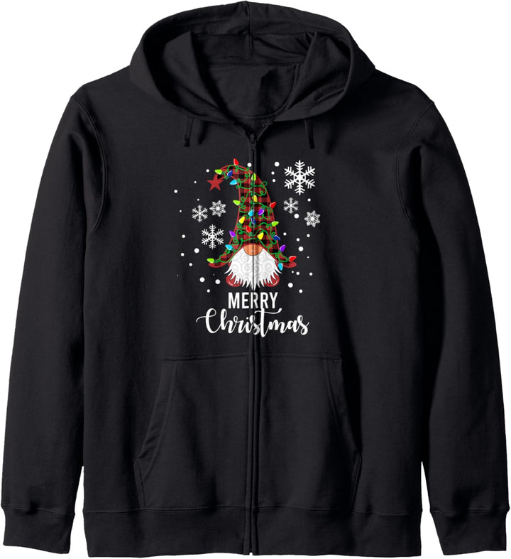 Gnomes Buffalo Plaid Snowflakes Santa Lights Kapuzenjacke