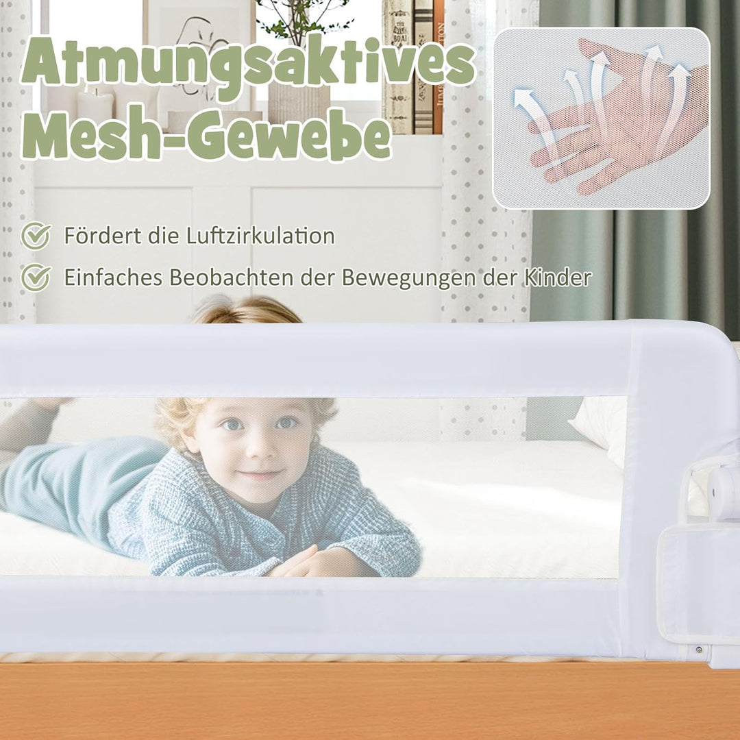 DREAMADE Bettgitter 150/120/105 cm, Kinderbettgitter Schutz, Kinderschutzgitter aus PP & Oxford, Bab