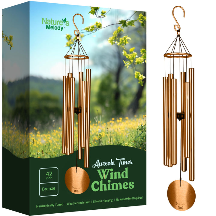 Nature's Melody Aureole Tunes Windspiel, Outdoor-Windspiel mit 6 Röhren, 100% rostfreies Aluminium,