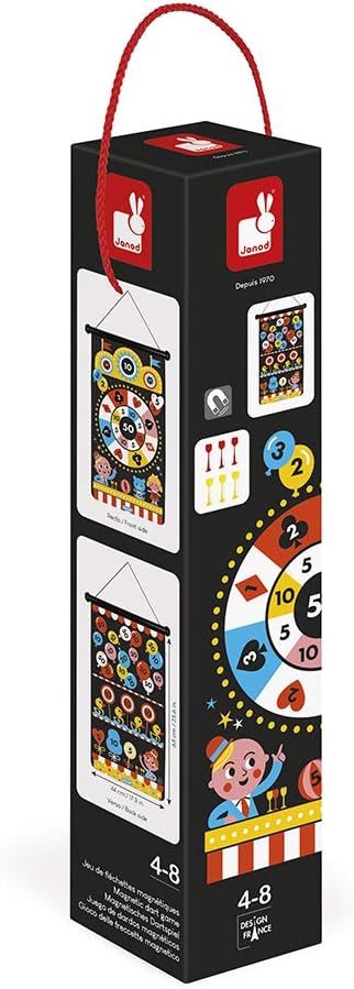 Janod - Magnetisches Darts-Spiel zum Thema Jahrmarkt - Geschicklichkeitsspiel Fördert Wendigkeit und