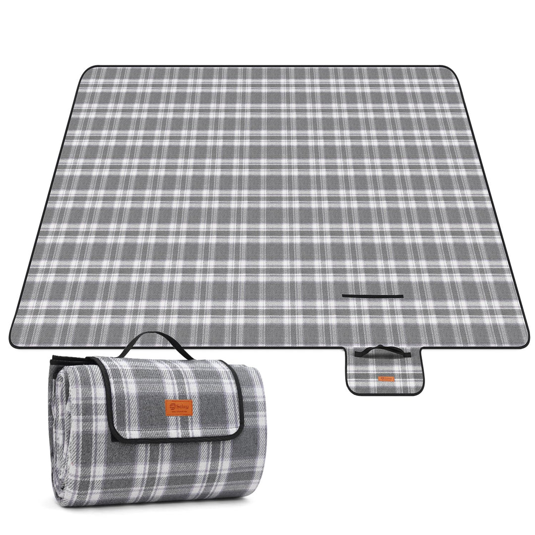 Sekey Picknickdecke Wasserdicht 200x200 cm, Karierte Stranddecke Sandfrei, 3-Schicht Struktur, Gepol