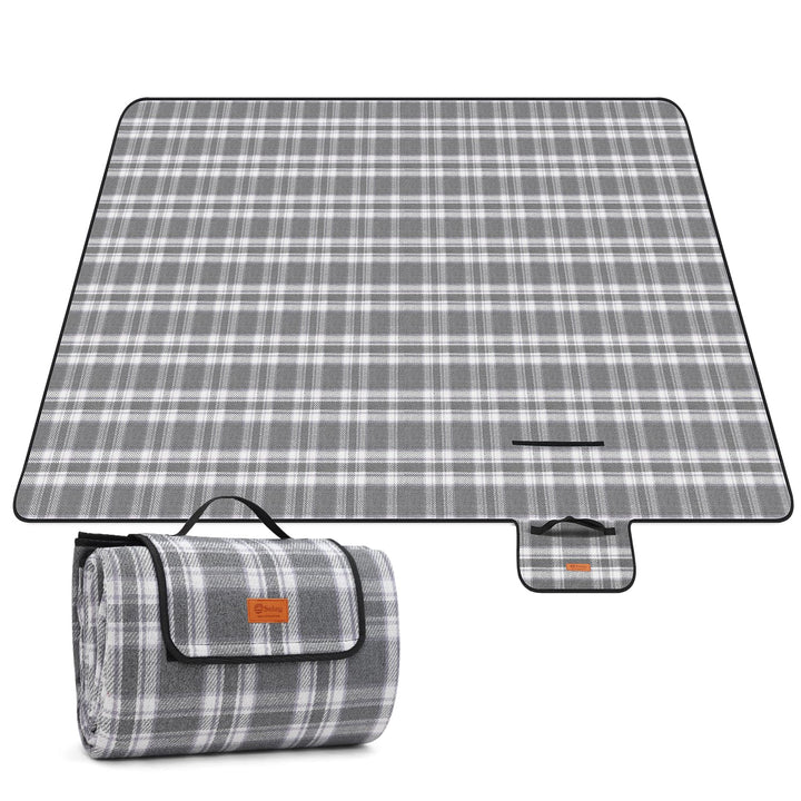 Sekey Picknickdecke Wasserdicht 200x200 cm, Karierte Stranddecke Sandfrei, 3-Schicht Struktur, Gepol