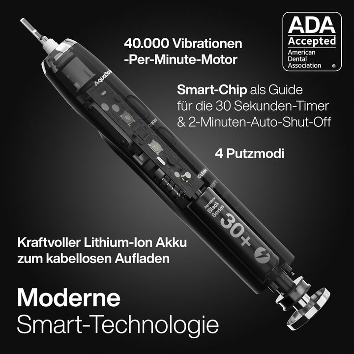 Aquasonic Black Series Ultra Aufheller Zahnbürste - ADA Akzeptierzte Elektrische Zahnbürste - 8 Bürs