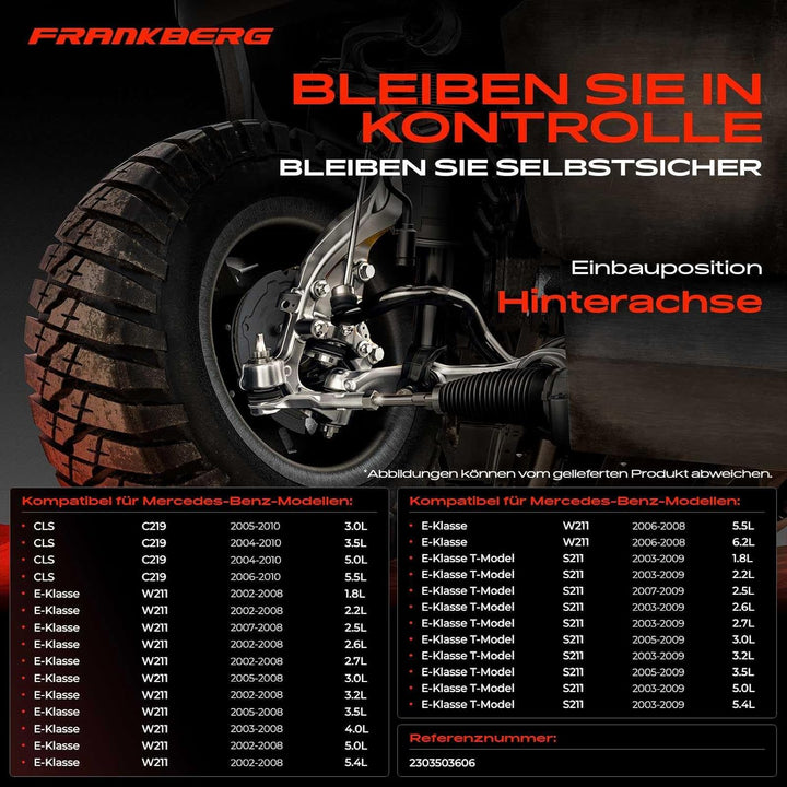 Frankberg Querlenker Hinten Rechts Oben Kompatibel mit CLS C219 2004-2010 E-Klasse W211 2002-2008 E-