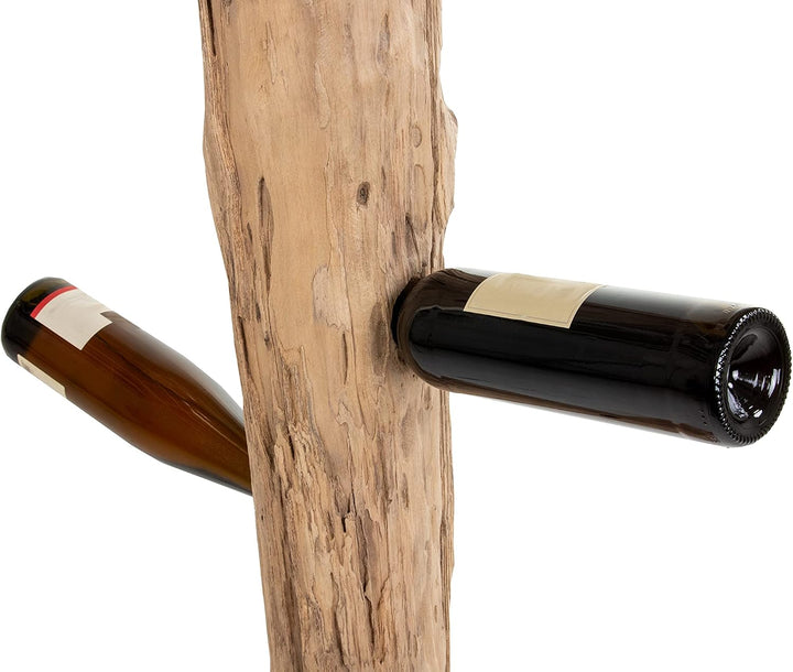 SAM Weinflaschenhalter Laval aus Teakholz, naturbelassen, Flaschenständer aus Massivholz, Weinhalter