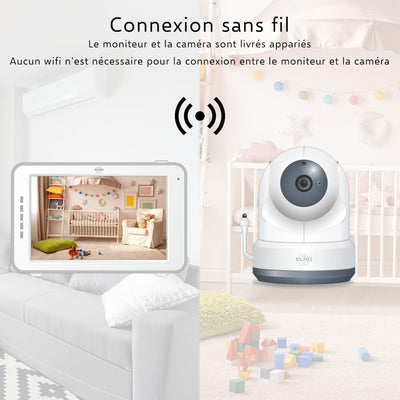 ELRO BC3000-2 Babyphone Royale-Babyfon-mit 12,7 cm Touchscreen Monitor HD-und App-Mit extra Kamera,