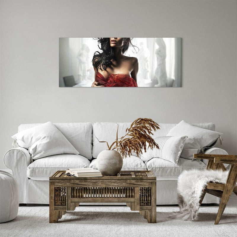 Panorama Bilder auf Leinwand 100x40cm Leinwandbild Schönheit Körper Kleid Eleganz Gross Wanddeko Bil