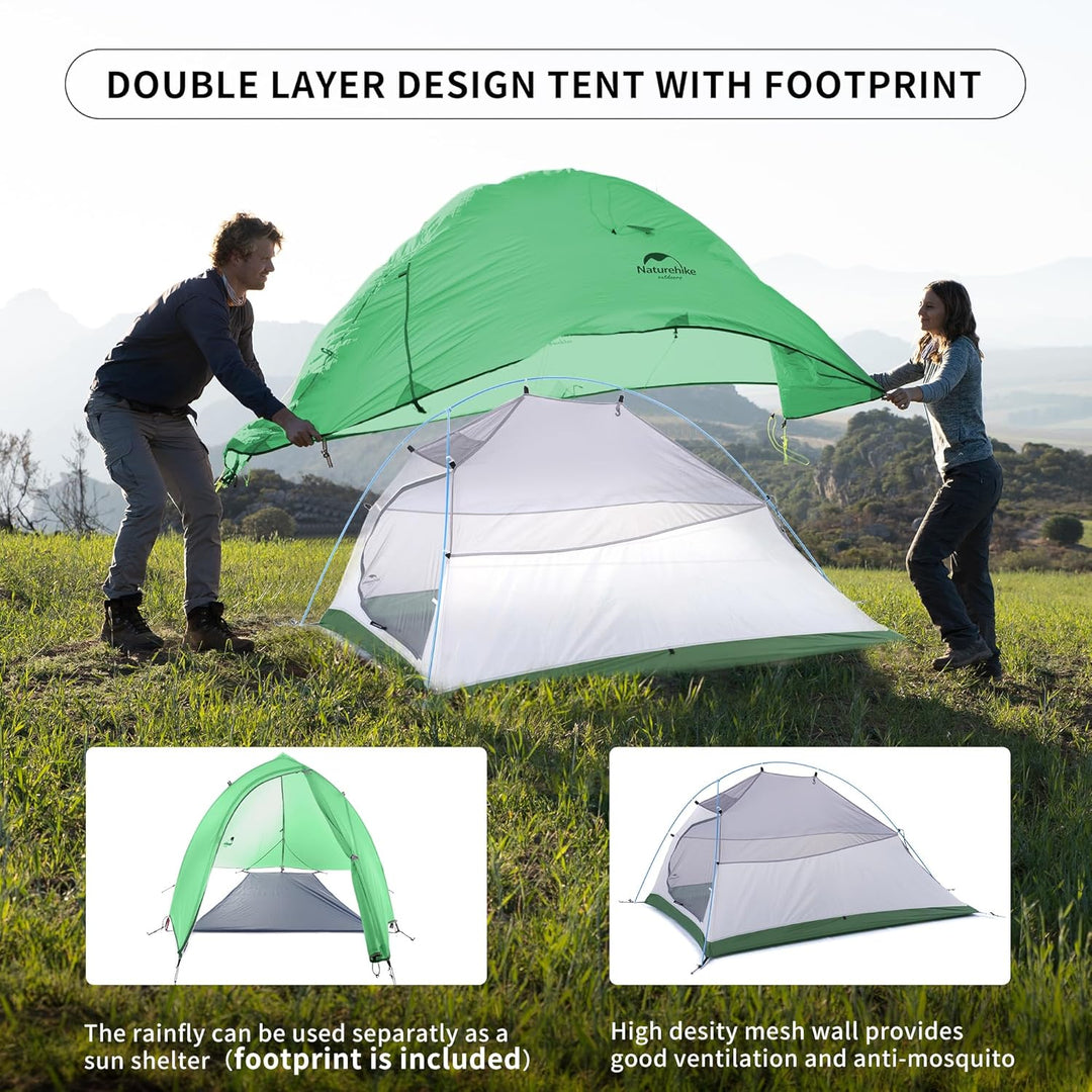 Naturehike Cloud Up Pro/Base/UL/EXT Zelt 2 Person Leichtes Campingzelt, Einfacher Aufbau Winddicht &