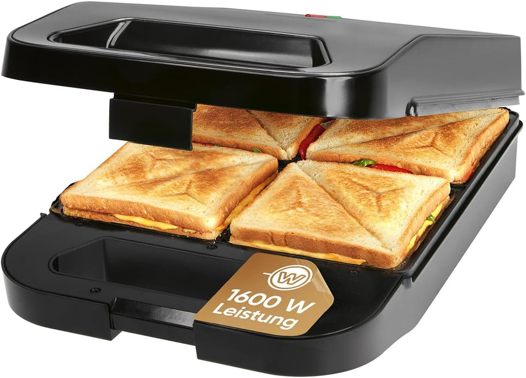 ProfiCook® Sandwichmaker für 4 Sandwiches gleichzeitig | Antihaft-Platten | kein Anbrennen | Sandwic