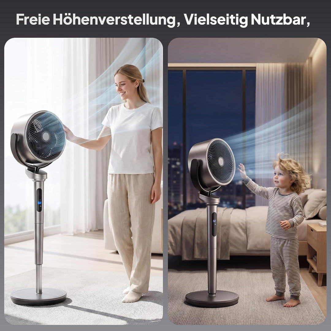 Bonnlo Standventilator mit Fernbedienung & Touchpanel, Ventilator Leise 40dB, Fan 98-115 cm Höhenver