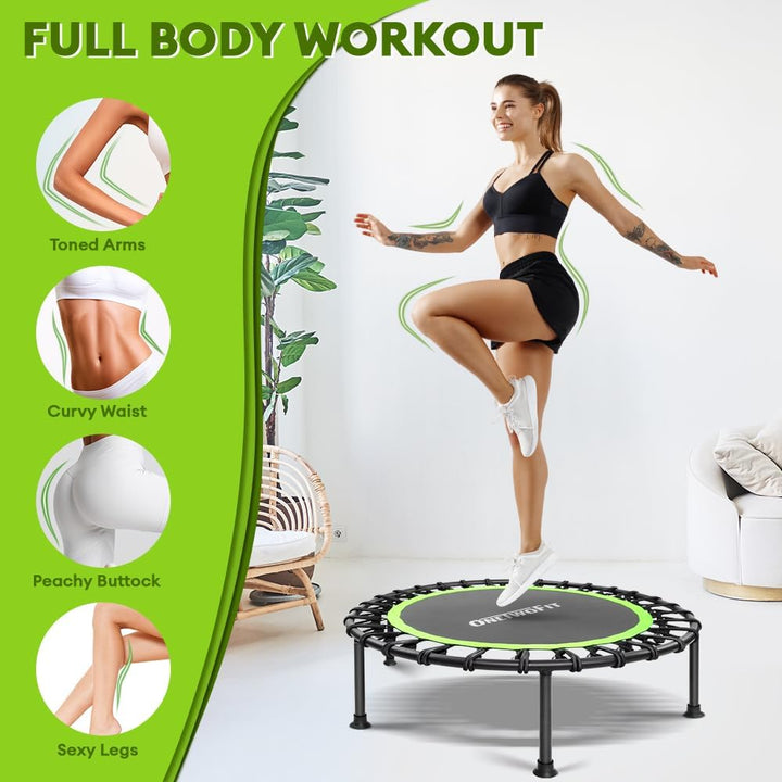 ONETWOFIT 114cm Trampolin lndoor,Rückprall Trampolin für Erwachsene, Leises Mini Trampolin für das O