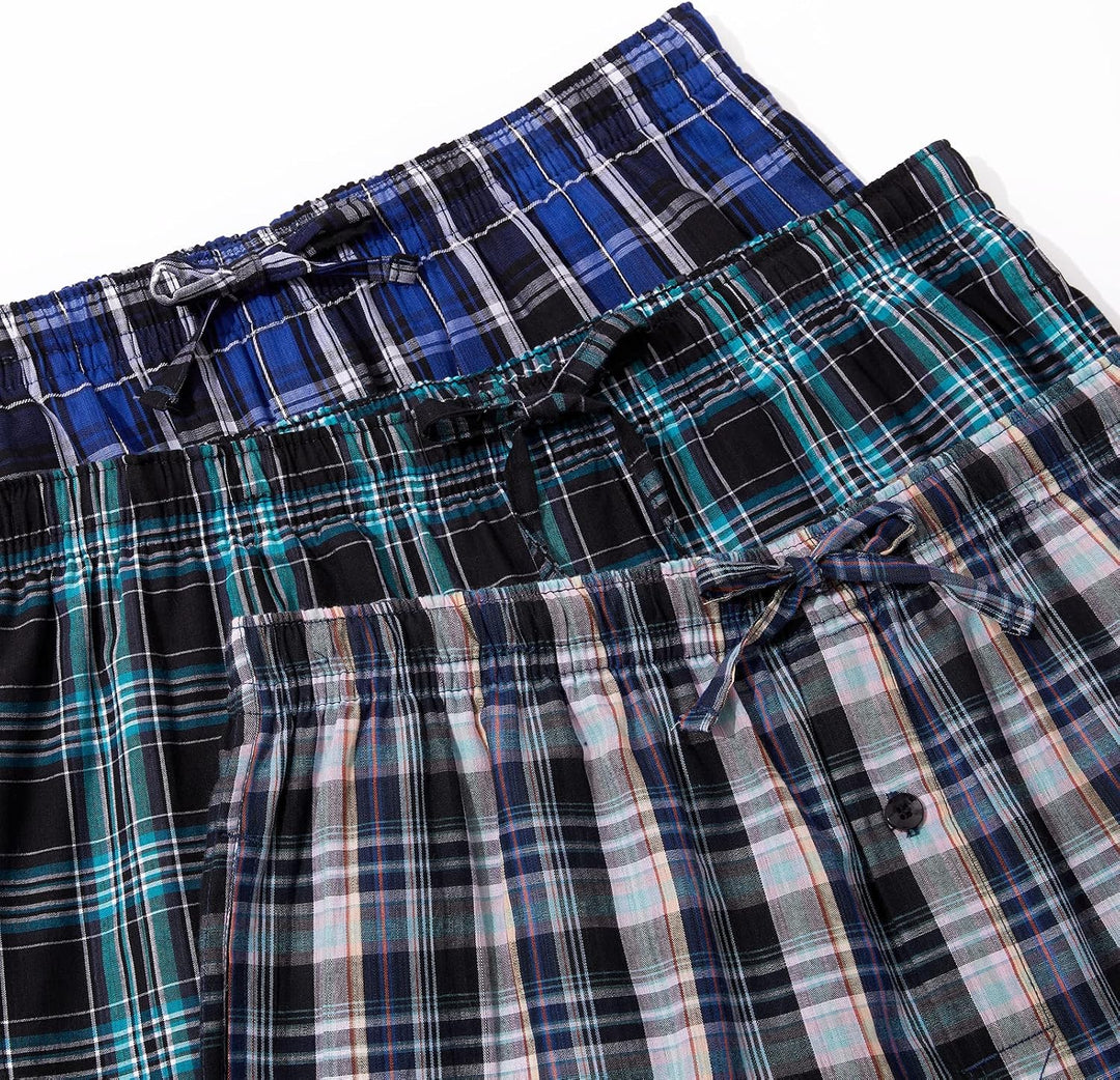 JupiterSecret Herren Pyjamahose Lang Schlafanzughosen für Herren Karierte Nachtwäsche 3er Packs 100%