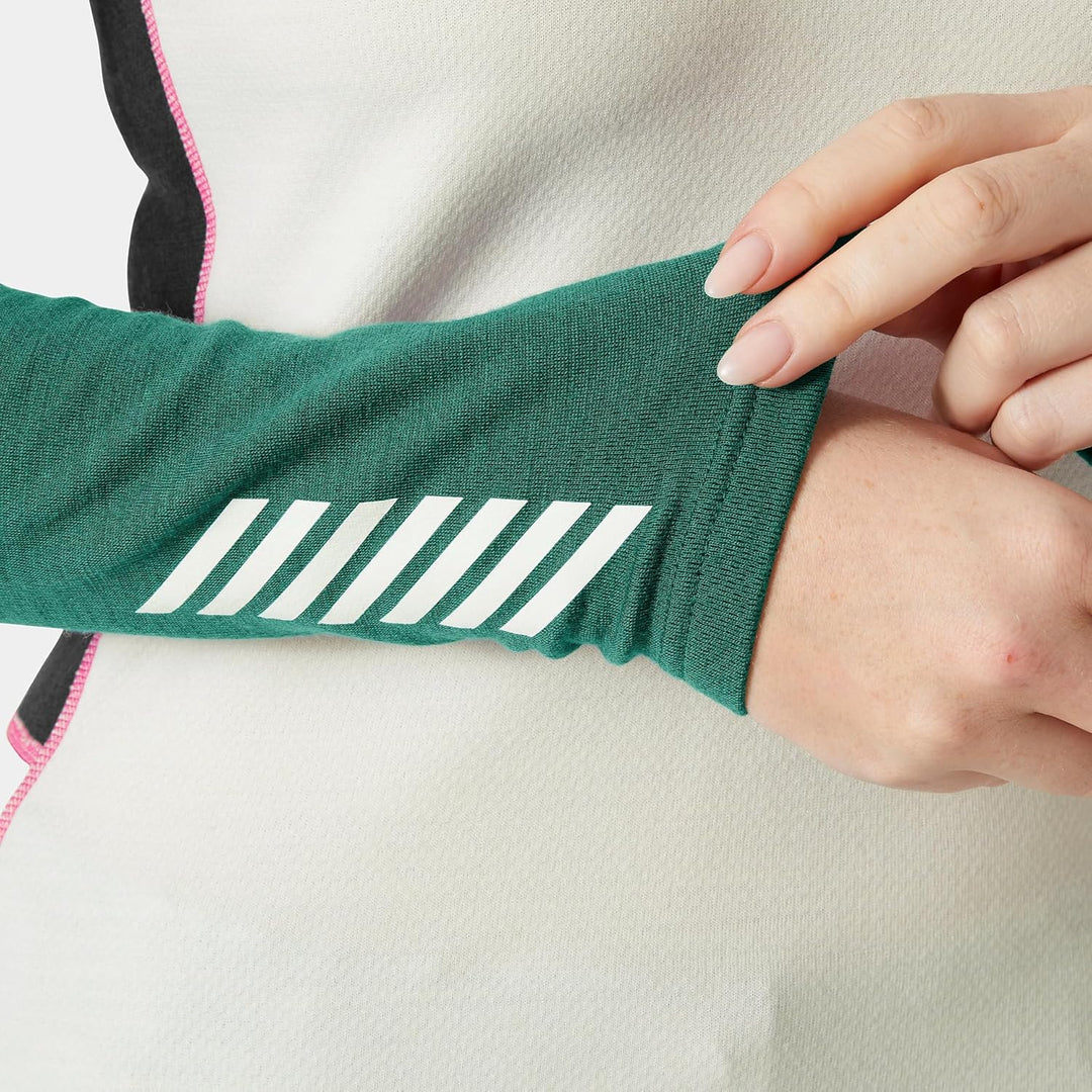 Helly Hansen Damen Lifa Merino Midweight Crew Funktionsshirt XS 439 Emerald, XS 439 Emerald