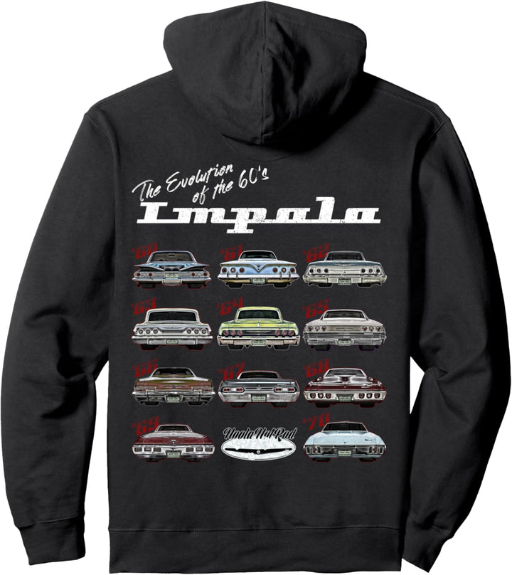 Evolution der 60er Jahre Impala, 1960, Hot Rod, Muscle Car, Mashup. Pullover Hoodie