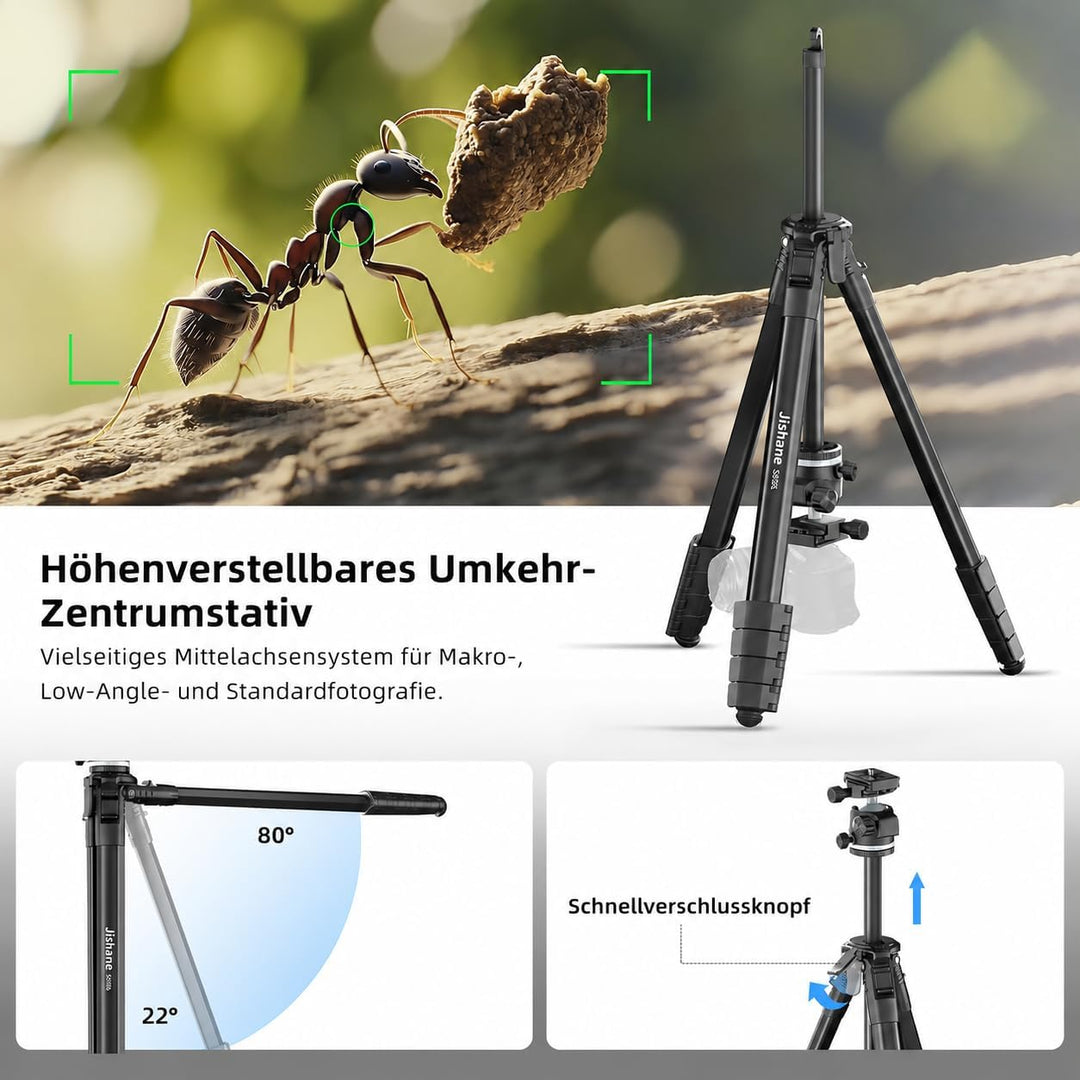 183 cm Kamera stativ mit 360° Kugelkopf, Leichtes Stativ für Smartphone mit Funkfernbedienung, Kompa