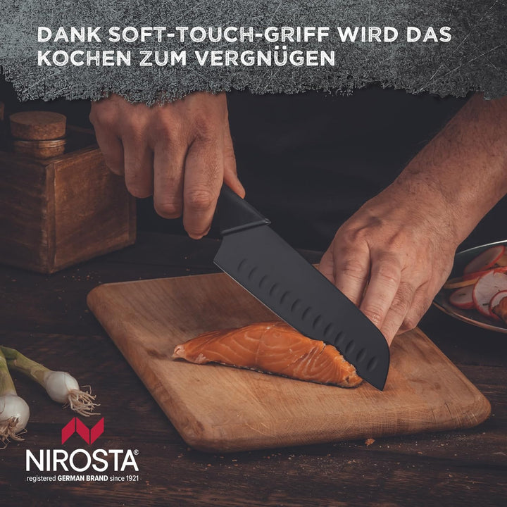 Santoku Messer Wave 30 cm – Hochwertiger Edelstahl – Santokumesser in Profi-Qualität für Gemüse, Fle